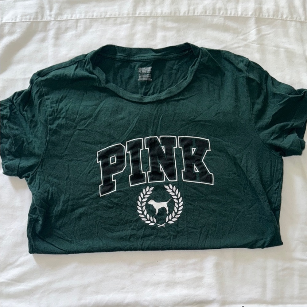 PINK Victoria's Secret Dark Green Tee